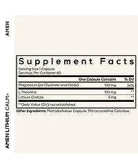 Amen Lithium Calm+ Supplement - Lithium Orotate Pills with Magnesium Glycinate & Oxide, L-Theanine - Gluten-Free, Non-gmo