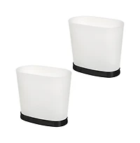 iDesign Small Oval Bathroom Trash Can, Set of 2, Frost/Matte Black