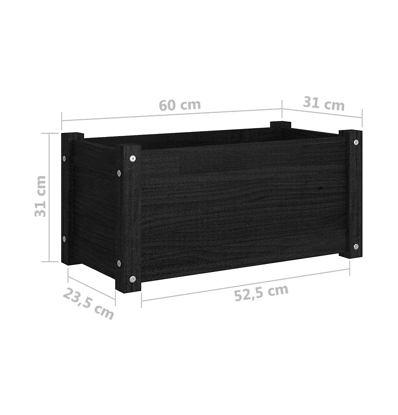 vidaXL Garden Planter Black Solid pinewood 23.6 x 12.2 x 12.2 in Durable