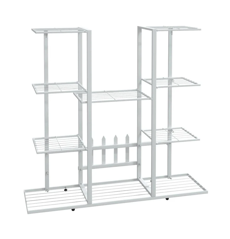 vidaXL Flower Stand White Powder-coated iron Tall Decorative Inlays