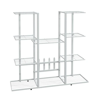 vidaXL Flower Stand White Powder-coated iron Tall Decorative Inlays