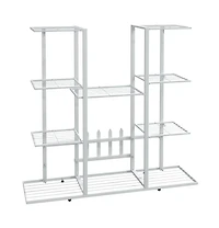 vidaXL Flower Stand White Powder-coated iron Tall Decorative Inlays