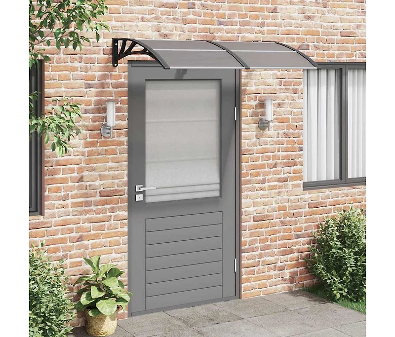 Door Canopy Black Polycarbonate, Abs, Aluminum 59.1x29.5 in