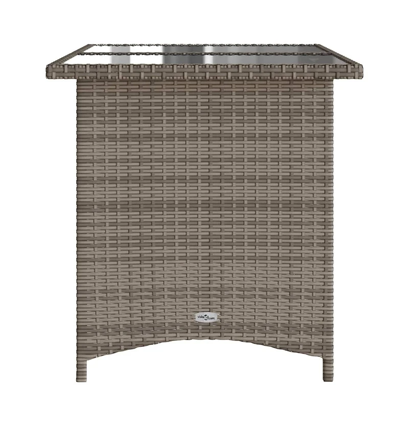 vidaXL Garden Table Grey Pe rattan, powder-coated steel, tempered glass
