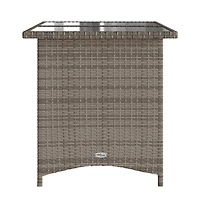 vidaXL Garden Table Grey Pe rattan, powder-coated steel, tempered glass