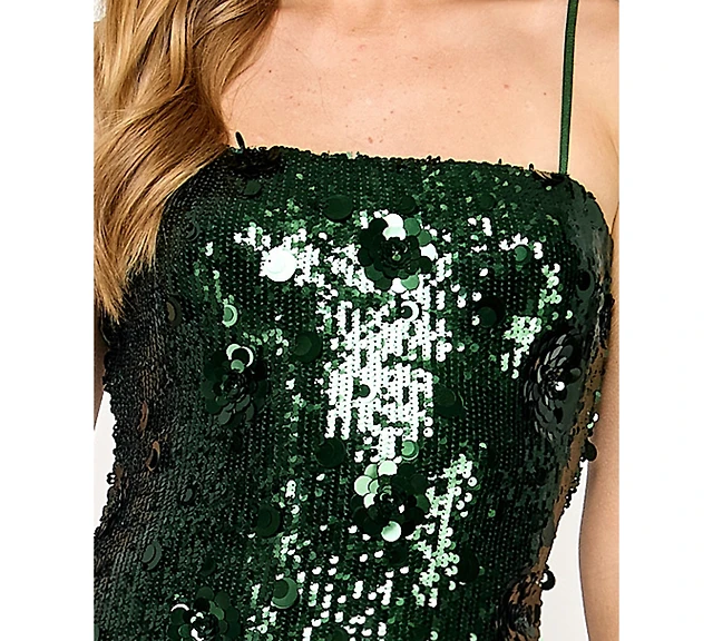 green emerald velvet dress Macy Lace Up Slim Glitter Satin Formal Dress main image 1