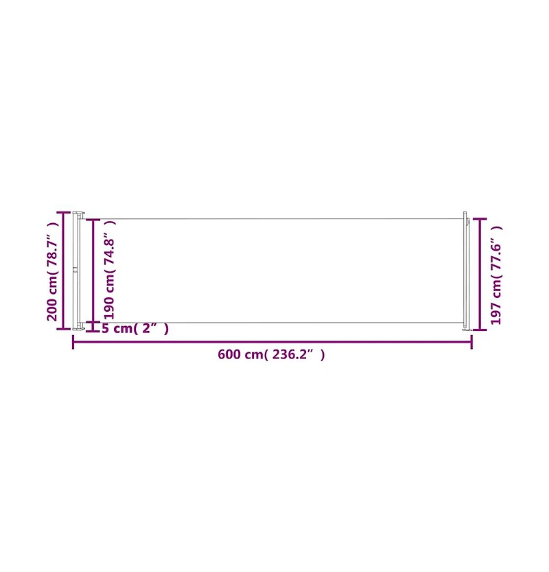 Patio Retractable Side Awning 78.7"x236.2