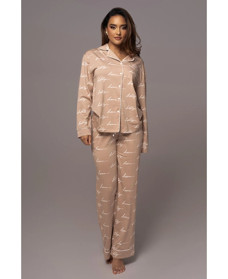 Jluxlabel Red Home For The Holidays Adult Pajama Set