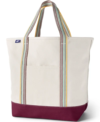 Lands' End Large 5 Pocket Open Top Canvas Tote Bag