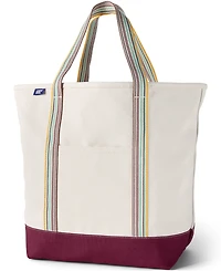 Lands' End Large 5 Pocket Open Top Canvas Tote Bag