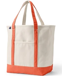Lands' End Large 5 Pocket Open Top Canvas Tote Bag
