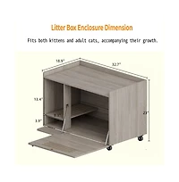 Zeus & Ruta Gray Hidden Litter Box Cabinet with Storage Bench