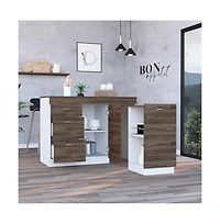 Tuhome Grecia Kitchen Island White / Dark Walnut Mdf