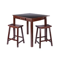 Winsome Wood Perrone 3pc Set High Table with Saddle Seat Stools