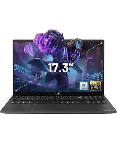 Kuu 17.3" Ips Fhd-Laptop, Intel 6 Cores i3-1215U 16GB Ram 256GB Ssd (Beat Ryzen 5 7520U, Up to 4.4GHz) Computer with 65W GaN Type C Backlit Keybo