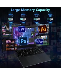 17.6 inch Student-Laptop Computer, 2025 16GB Ram 384GB Ssd Expandable 512GB Windows 11 Laptop, Quad-Cores Processor, 1080P Fhd Display, 1 Year Office