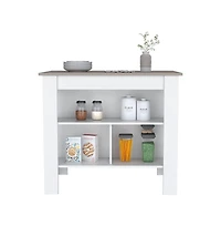 Tuhome Cortes Kitchen Island White - Taupe Mdf
