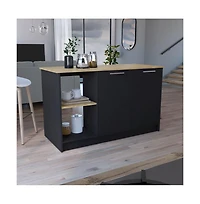 Tuhome Juniper Kitchen Island Black / Macadamia Mdf