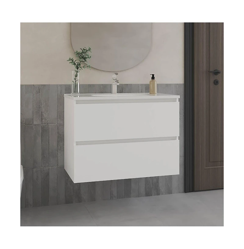 Tuhome Bathroom Cabinet Opalo White Mdf