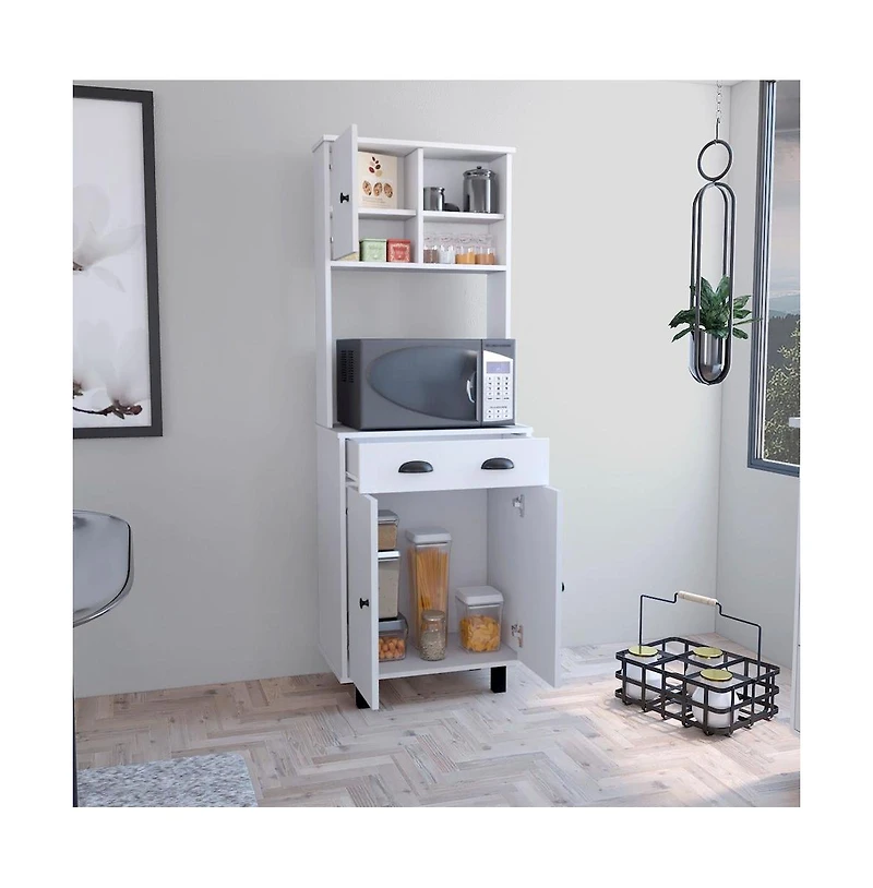 Tuhome Cala Kitchen Island Anti Microbial Light Gray / White Mdf