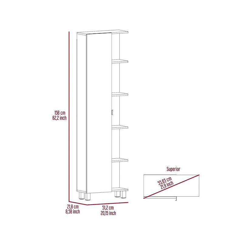 Tuhome Urano Mirror Linen Cabinet White Mdf
