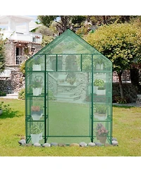 Costway Portable Mini Walk In Outdoor 4 Tier 8 Shelves Greenhouse