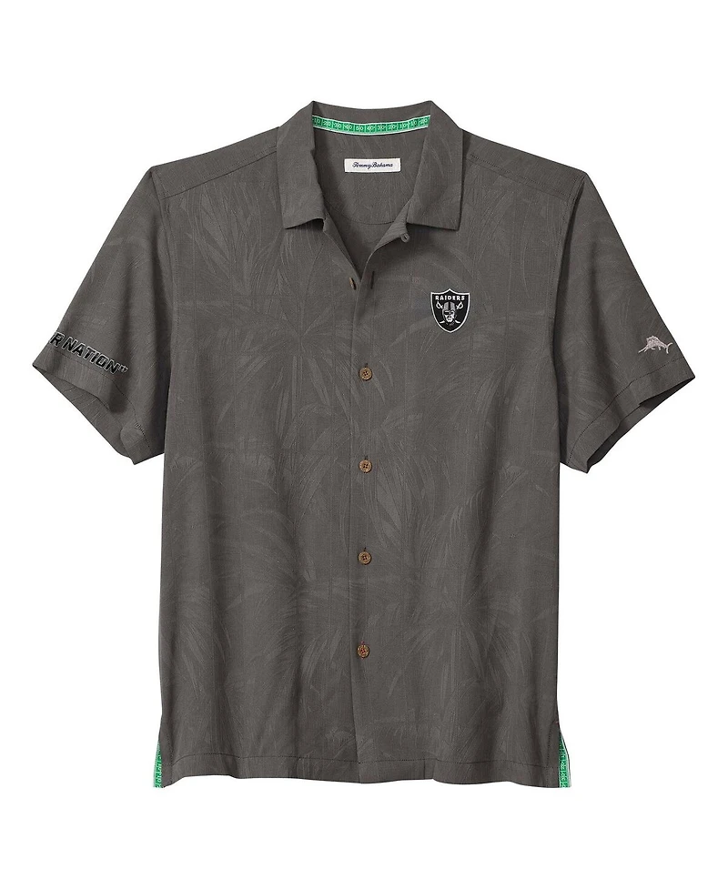 Tommy Bahama Men's Gray Las Vegas Raiders Endzone Paradise Coolmax Button-Up Shirt