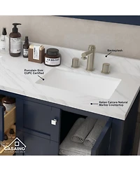 Casainc 60-Inch Solid Wood Bathroom Vanity with Matching Top and Ceramic Basin