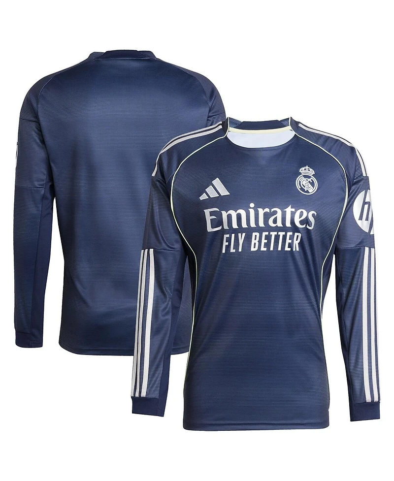 Adidas Men's Blue Real Madrid 2025/26 Home Long Sleeve Replica Jersey