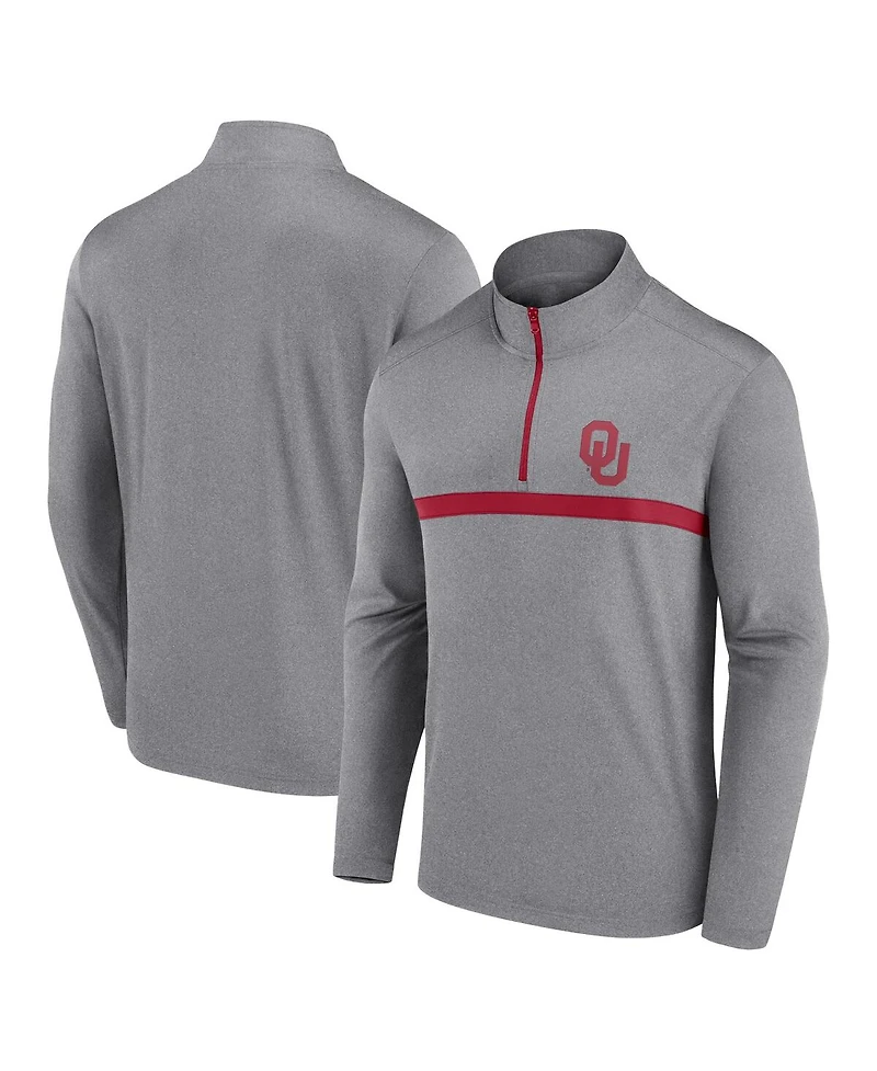 Fanatics Unlabeled Men's Heather Gray Oklahoma Sooners Head-to-Head Quarter-Zip Pullover Sweatshirt
