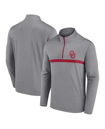 Fanatics Unlabeled Men's Heather Gray Oklahoma Sooners Head-to-Head Quarter-Zip Pullover Sweatshirt