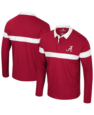 Colosseum Men's Crimson Alabama Tide Too Cool for School Long Sleeve Polo Shirt