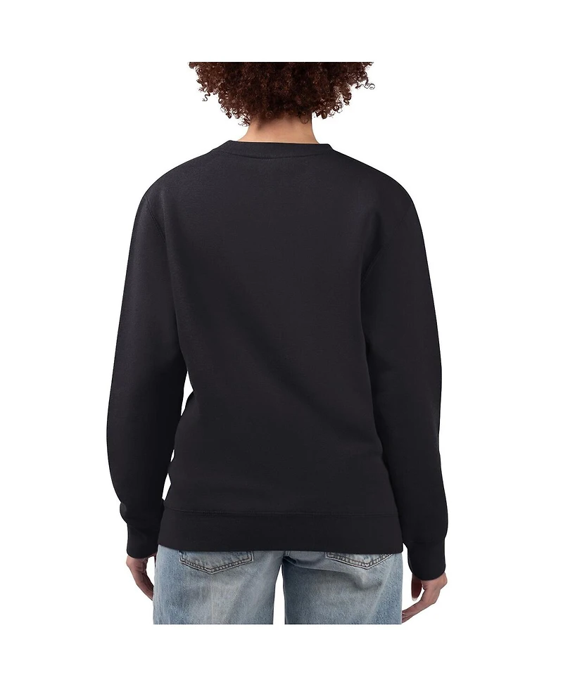 G-iii 4Her by Carl Banks Women's Black Pittsburgh Steelers Football Logo Graphic Fleece Tri-Blend Pullover Sweatshirt