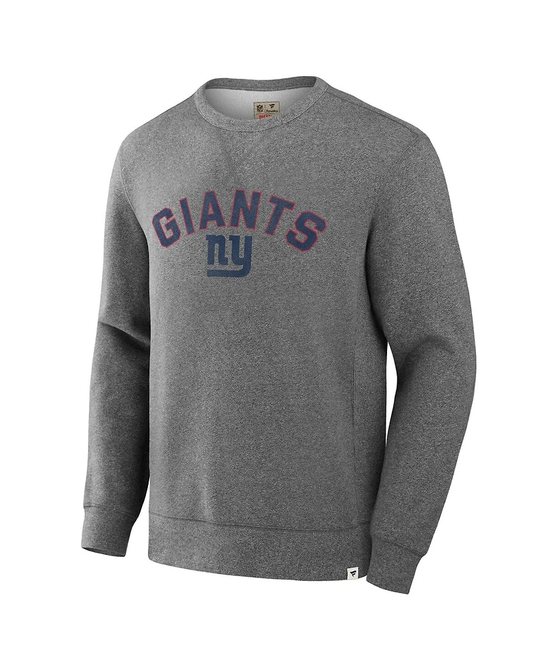 Fanatics Men's Heather Gray New York Giants Loop Terry Pullover Sweatshirt
