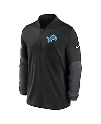 Nike Men's Black Detroit Lions Sideline Feel the Pressure Performance Half-Zip Pullover Sweatshirt