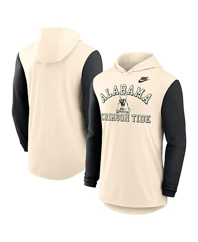 Nike Men's Natural/Black Alabama Crimson Tide Legacy Color-Block Tri-Blend Performance Long Sleeve Hoodie T-Shirt