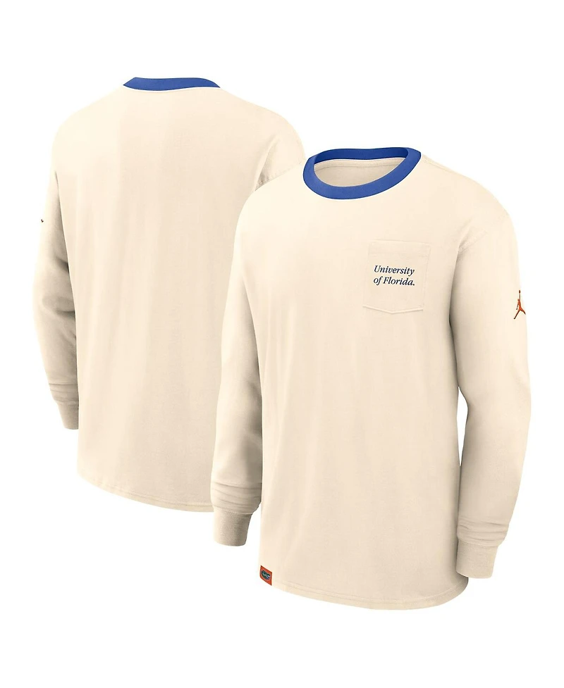 Jordan Men's Natural Florida Gators Athletic Prep Max90 Pocket Logo Long Sleeve T-Shirt