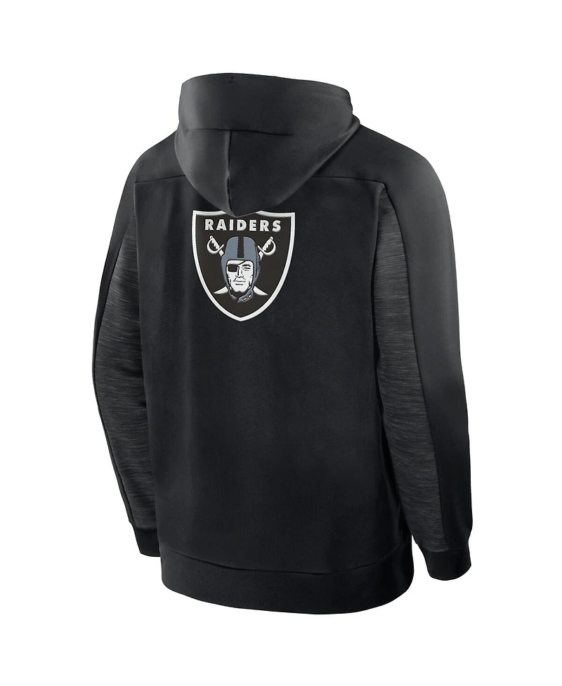 Fanatics Men's Black Las Vegas Raiders Checkdown Pass Full-Zip Hoodie