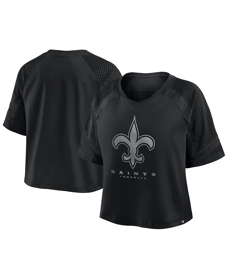 Fanatics Women's New Orleans Saints Oversized Raglan V-Neck Blackout Fashion Jersey