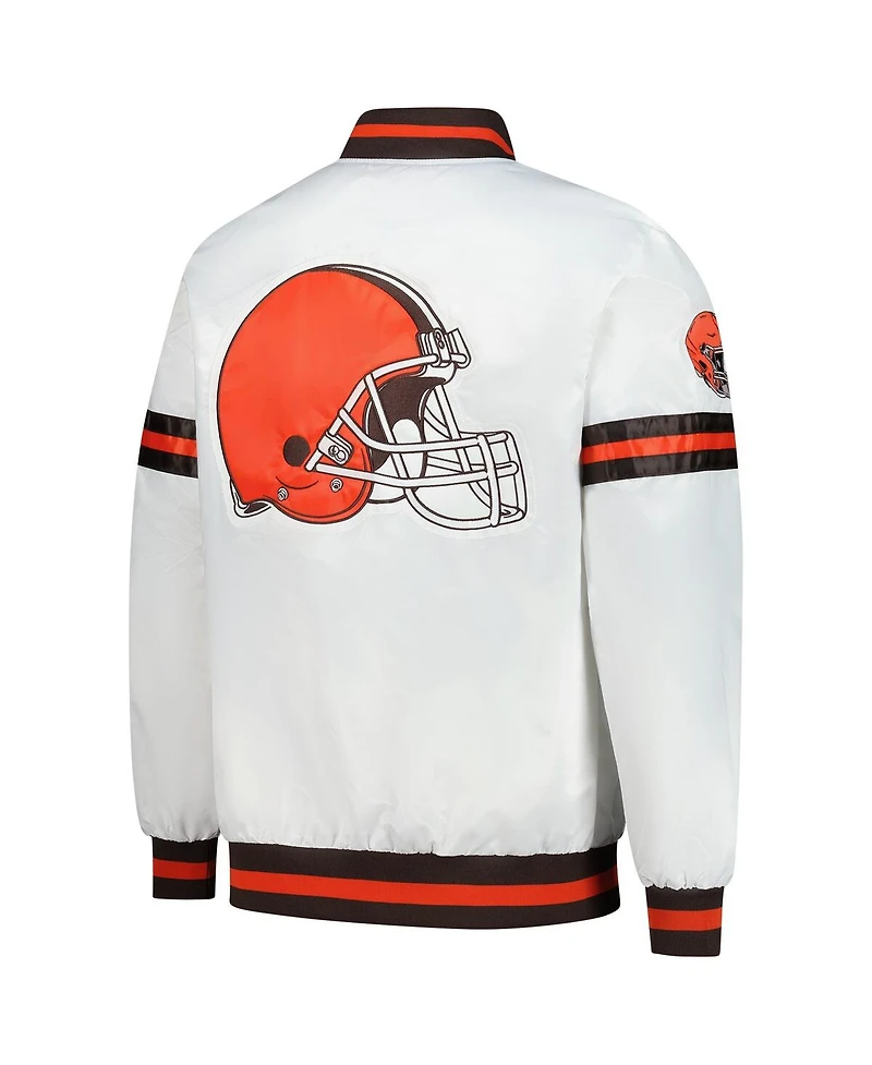 Starter Men's White Cleveland Browns Scout Full-Snap Varsity Jacket
