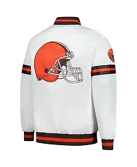 Starter Men's White Cleveland Browns Scout Full-Snap Varsity Jacket