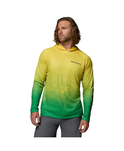 Columbia Men's Yellow Oregon Ducks Pfg Gradient Water Super Terminal Tackle Hoodie T-Shirt