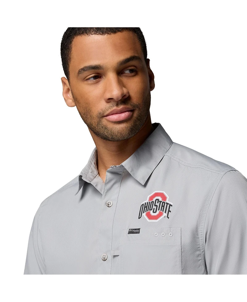 Columbia Men's Gray Ohio State Buckeyes Slack Tide Camp Button-Up Shirt
