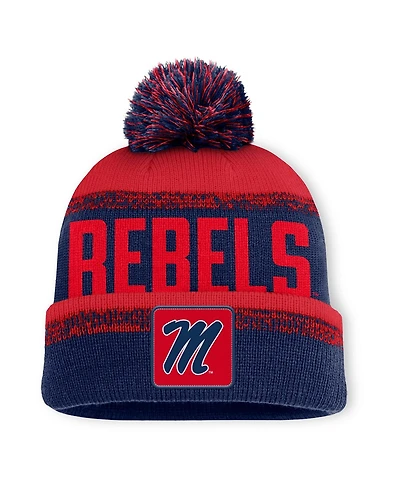 Fanatics Men's Navy/Red Ole Miss Rebels Thrive Cuffed with Pom Knit Hat