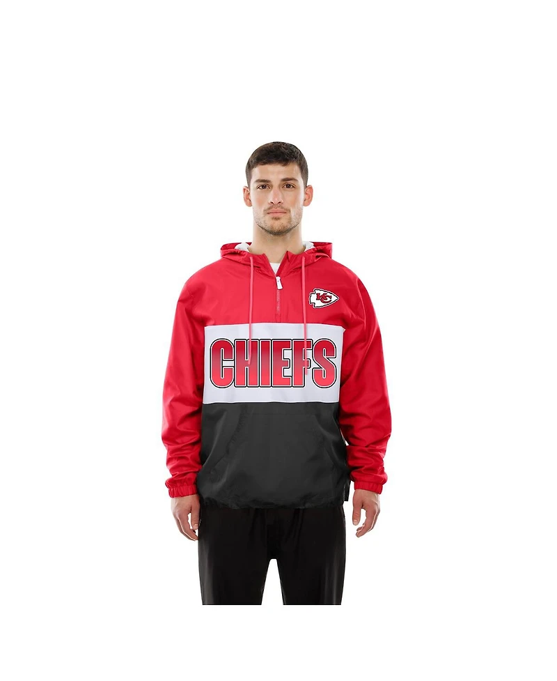New Era Men's Red Kansas City Chiefs Ripstop Quarter-Zip Hooded Windbreaker