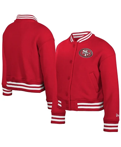 New Era Big Boys and Girls Scarlet San Francisco 49ers Chenille Applique Fleece Full-Snap Jacket