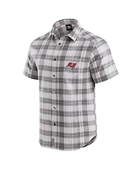 Darius Rucker Collection by Fanatics Men's Gray Tampa Bay Buccaneers Team Plaid Short Sleeve Full-Snap Shirt