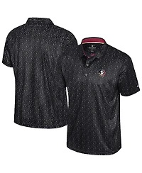 Colosseum Men's Black Florida State Seminoles Football Print Polo Shirt