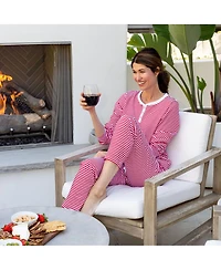 Sant and Abel Women's Red Stripe Jersey Long Pj Set