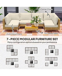 Outsunny 7 Piece Wicker Patio Furniture Set Outdoor Sectional, /